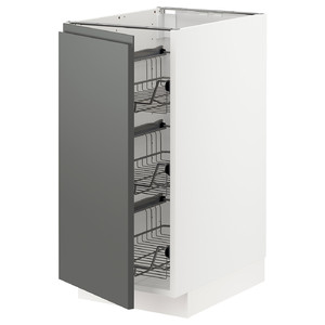 METOD Base cabinet with wire baskets, white/Voxtorp dark grey, 40x60 cm