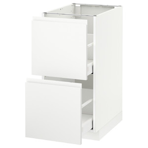 METOD / MAXIMERA Base cb 2 fronts/2 high drawers, white, Voxtorp matt white white, 40x60 cm