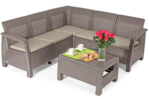 Large Outdoor Corner Furniture Set CORFU Relax, cappuccino