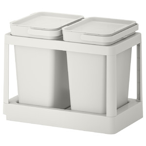 HÅLLBAR Waste sorting solution, with pull-out, light grey, 20 l