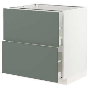 METOD / MAXIMERA Base cb 2 fronts/2 high drawers, white, Bodarp grey-green, 80x60 cm