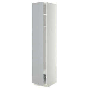 METOD High cabinet w shelves/wire basket, white/Veddinge grey, 40x60x200 cm