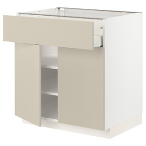 METOD / MAXIMERA Base cabinet with drawer/2 doors, white/Havstorp beige, 80x60 cm