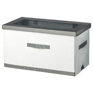 JÄTTEBJÖRN Box with lid, white/grey, 81x45x44 cm