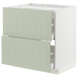 METOD / MAXIMERA Base cab f hob/2 fronts/2 drawers, white/Stensund light green, 80x60 cm