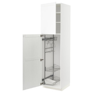 METOD High cabinet with cleaning interior, white Enköping/white wood effect, 60x60x220 cm