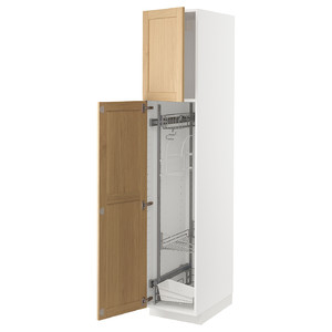 METOD High cabinet with cleaning interior, white/Forsbacka oak, 40x60x200 cm