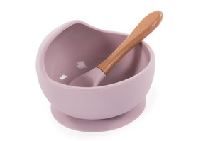 B-Suction Bowl Silicone & Spoon Pink 6m+