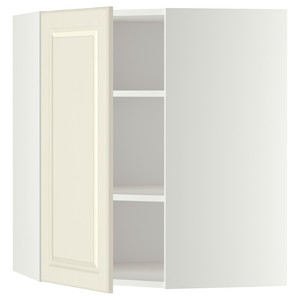 METOD Corner wall cabinet with shelves, white, Bodbyn off-white, 68x80 cm