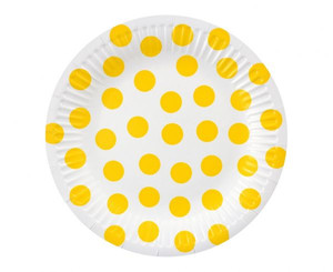 Paper Plates Dots 18cm 6pcs, yellow