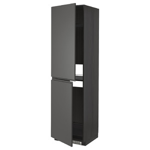 METOD High cabinet for fridge/freezer, black/Voxtorp dark grey, 60x60x220 cm