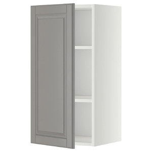 METOD Wall cabinet with shelves, white/Bodbyn grey, 40x80 cm