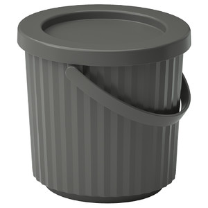 DAMMÄNG Bin with lid, dark grey, 8 l