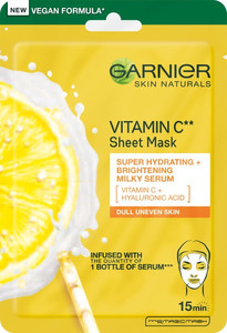 Garnier Skin Naturals Vitamin C Sheet Mask Super Hydrating + Brightening Milky Serum Vegan 28g