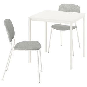 VIHALS / VIHALS Table and 2 chairs, white white/white Tibbleby beige-grey, 74x74 cm