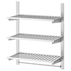 KUNGSFORS Suspension rail w shelves and rail, stainless steel