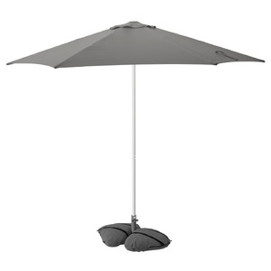 HÖGÖN / IGGÖN Parasol with base, grey/dark grey, 270 cm