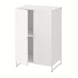 JOSTEIN Shelving unit with doors, in/outdoor/white, 61x44x90 cm