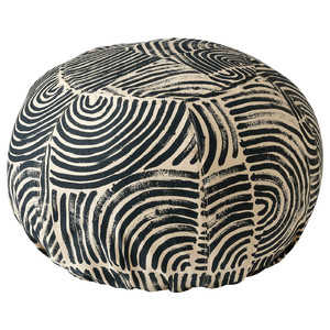 FRÖDD Floor cushion, black/patterned, 56 cm