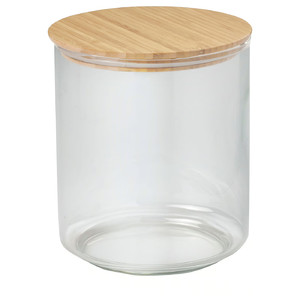 EKLATANT Jar with lid, clear glass/bamboo, 2.3 l