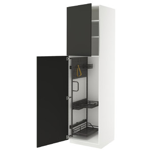 METOD High cabinet with cleaning interior, white/Nickebo matt anthracite, 60x60x220 cm