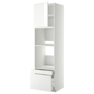 METOD / MAXIMERA Hi cab f ov/combi ov w dr/2 drwrs, white/Ringhult white, 60x60x220 cm