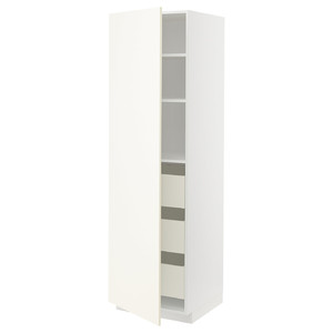 METOD / MAXIMERA High cabinet with drawers, white/Vallstena white, 60x60x200 cm