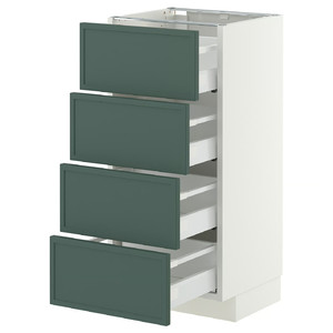 METOD/MAXIMERA Base cab 4 frnts/4 drawers, white/Aspudden dark grey-green, 40x37 cm