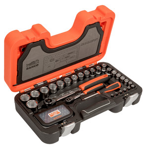 BAHCO 1/4" and 1/2" Square Drive Socket Set with Metric Hex Profile and Slim Head Ratchet Tools Set 79 Pcs