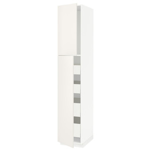 METOD / MAXIMERA Hi cab w 2 doors/4 drawers, white/Veddinge white, 40x60x220 cm