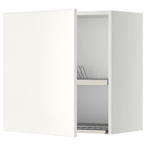 METOD Wall cabinet with dish drainer, white/Veddinge white, 60x60 cm