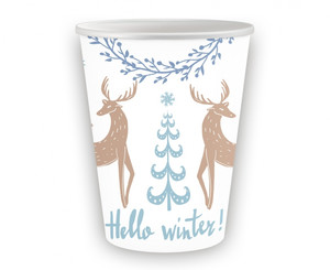 Christmas Disposable Paper Party Cup Hello Winter 250ml 6pcs