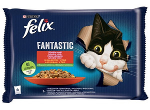 Felix Fantastic Cat Food Country Flavours Beef/Chicken in Jelly 4x85g