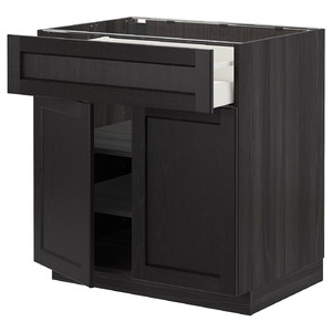METOD / MAXIMERA Base cabinet with drawer/2 doors, black/Lerhyttan black stained, 80x60 cm