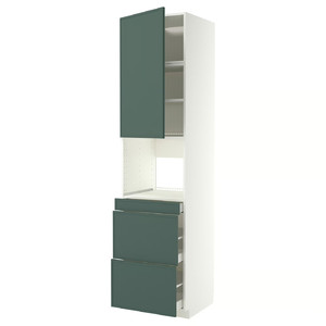 METOD/MAXIMERA Hi cab f micro combi w door/3 drwrs, white/Aspudden dark grey-green, 60x60x240 cm