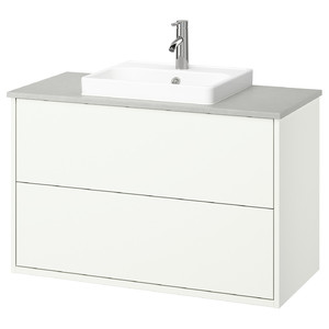 HAVBÄCK / ORRSJÖN Wash-stnd w drawers/wash-basin/tap, white/grey stone effect, 102x49x71 cm