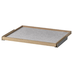 KOMPLEMENT Pull-out tray with drawer mat, white stained oak effect/light grey, 75x58 cm
