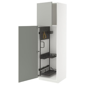 METOD High cabinet with cleaning interior, white/Havstorp light grey, 60x60x200 cm