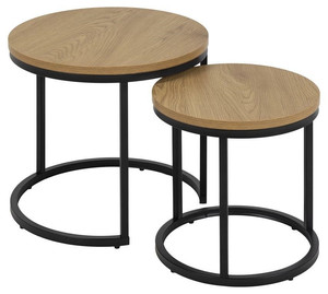 Set of 2 Side Tables Spiro, oak/black