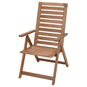 NÄMMARÖ Garden chair with adjustable backrest, foldable, light brown stained