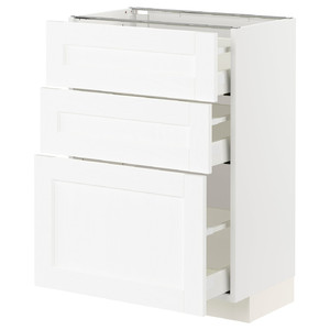 METOD / MAXIMERA Base cabinet with 3 drawers, white Enköping/white wood effect, 60x37 cm