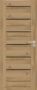 Non-rebated Internal Door Toreno 70, right, grandson oak with black glass