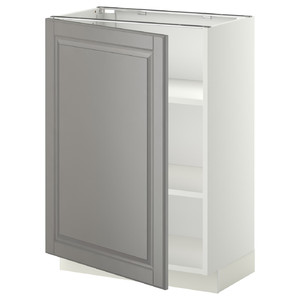 METOD Base cabinet with shelves, white/Bodbyn grey, 60x37 cm