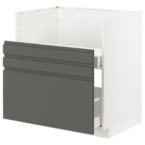 METOD / MAXIMERA Bc f BREDSJÖN sink/2 fronts/2 drws, white/Voxtorp dark grey, 80x60 cm