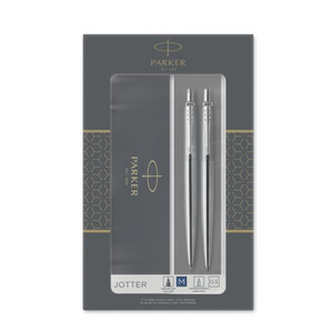 Parker Gift Set Jotter Steel CT - Mechanical Pencil & Ballpoint Pen