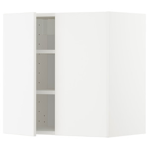 METOD Wall cabinet with shelves/2 doors, white/Veddinge white, 60x60 cm
