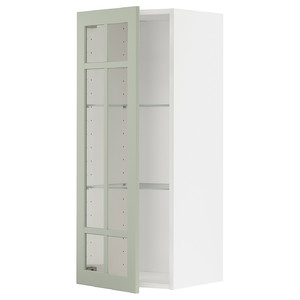 METOD Wall cabinet w shelves/glass door, white/Stensund light green, 40x100 cm