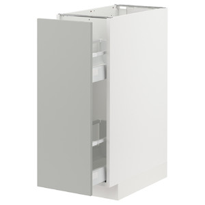 METOD / MAXIMERA Base cabinet/pull-out int fittings, white/Havstorp light grey, 30x60 cm