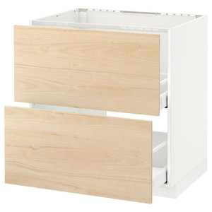 METOD / MAXIMERA Base cab f sink+2 fronts/2 drawers, white, Askersund light ash effect, 80x60 cm