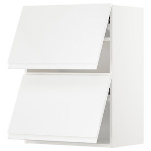 METOD Wall cab horizo 2 doors w push-open, white/Voxtorp high-gloss/white, 60x80 cm